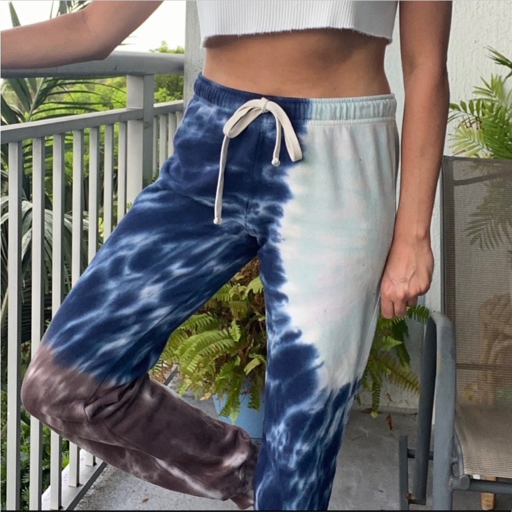 Monrow Blue Tie Die Jogger Sweatpants M